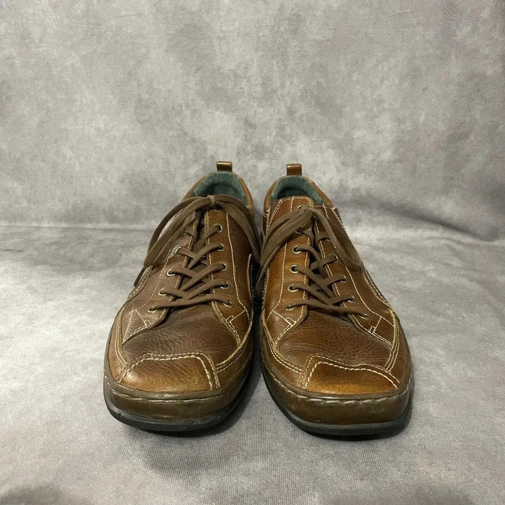 Clarks Leather Oxfords Mens Size 11.5 Brown Casual‎ Lace Up Round Toe Dad Shoe